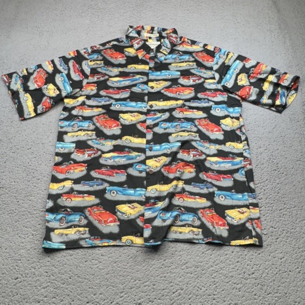 VINTAGE Reyn Spooner Shirt Mens Large American Classic Cars Hawaiian Print Aloha